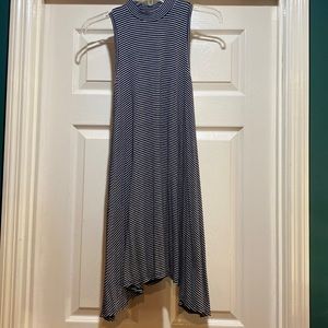 Black and White stripped, Asymmetrical dress size xs junior. Rayon and Spandex.